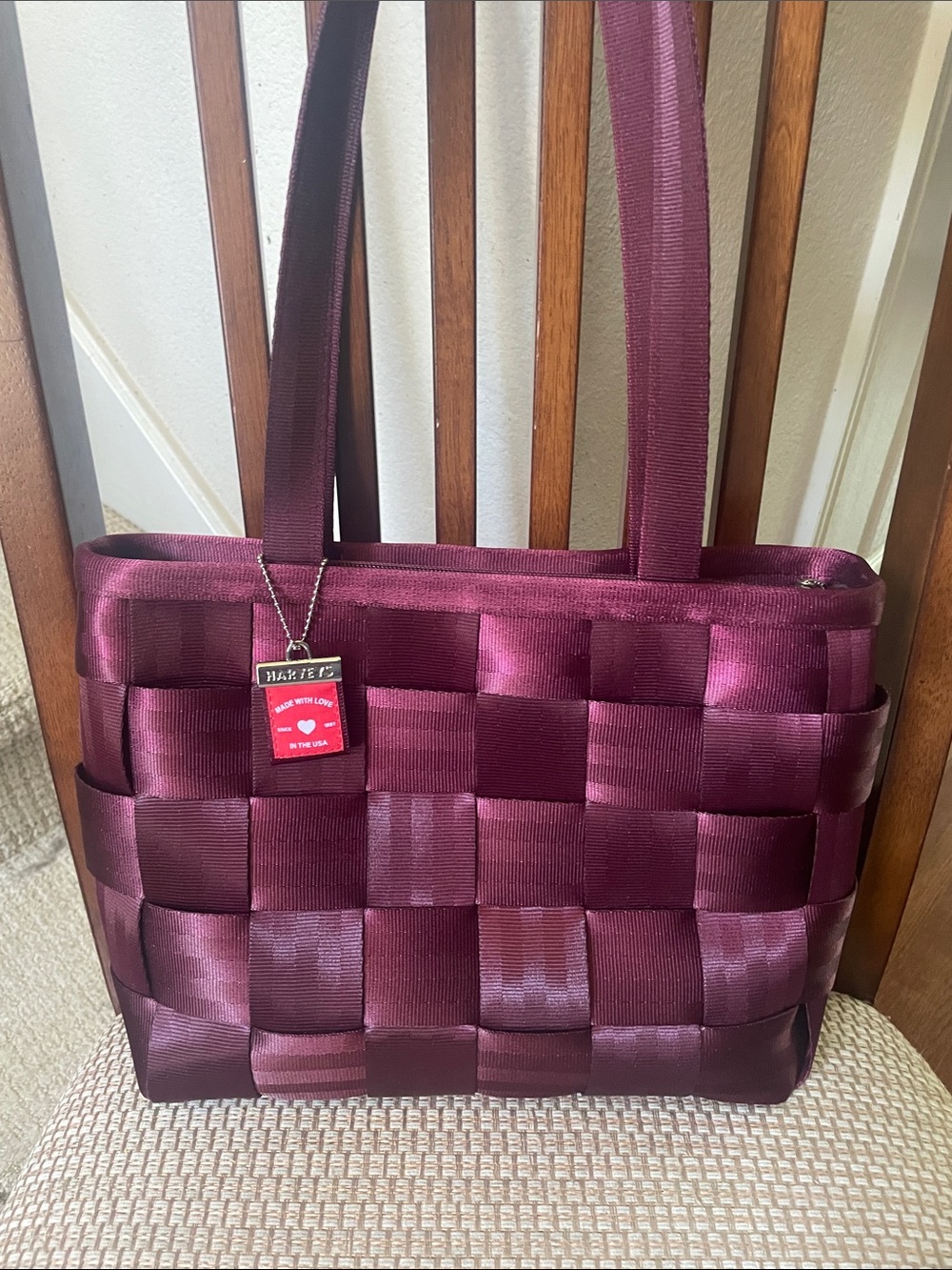Harveys Woven Seatbelt Large Tote Bag - Burgundy Black Cherry